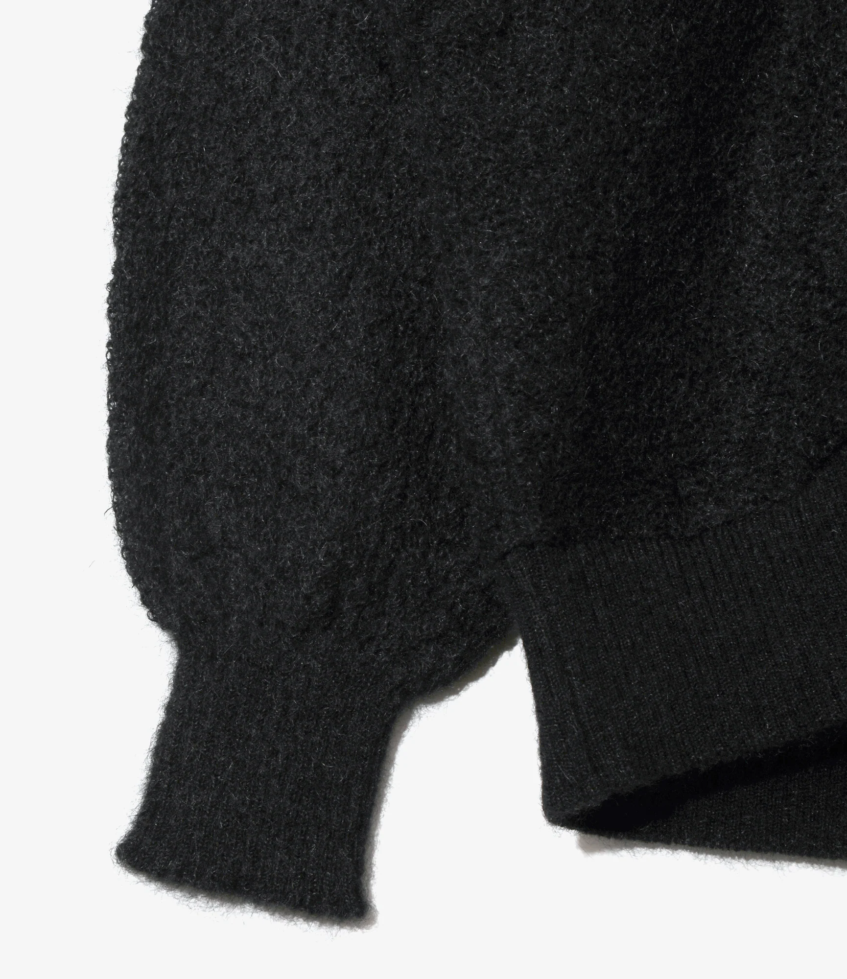 Round Collar Cardigan – Black Woven Crepe - Image 3