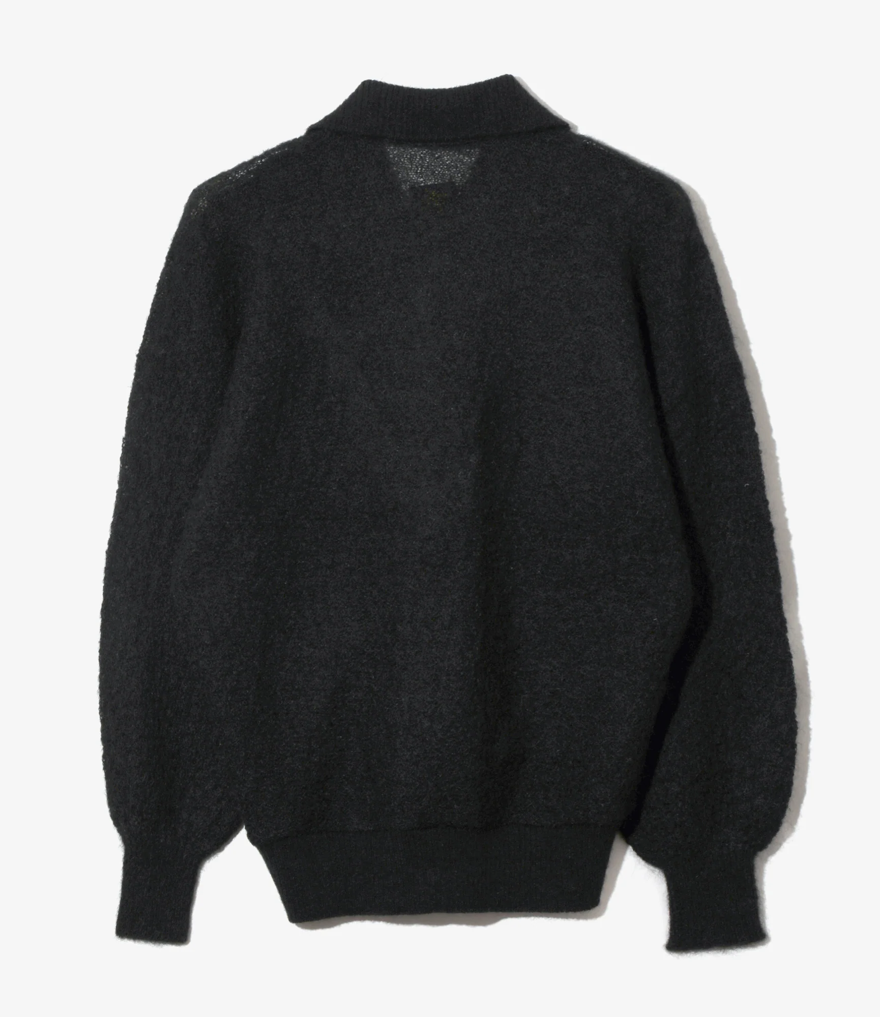 Round Collar Cardigan – Black Woven Crepe - Image 4