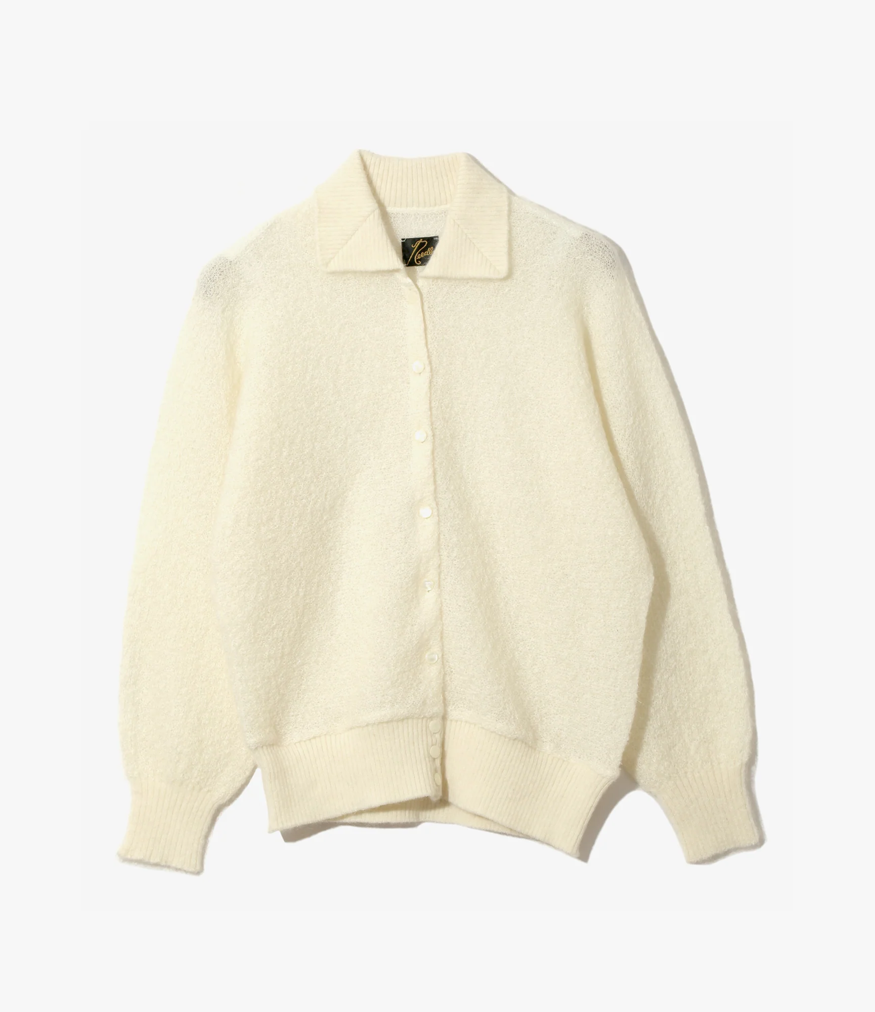 Round Collar Cardigan – Ivory Woven Crepe
