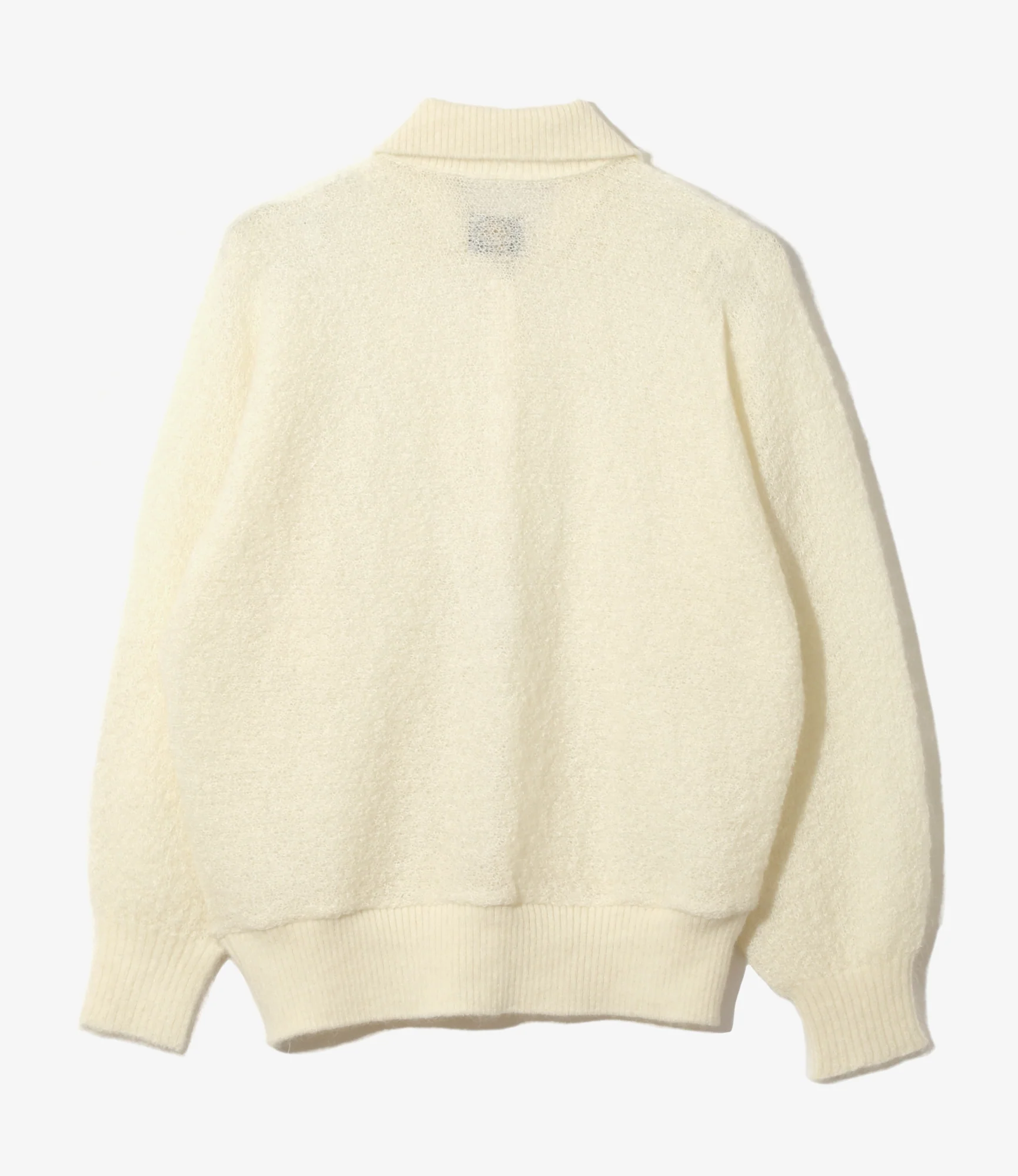 Round Collar Cardigan – Ivory Woven Crepe - Image 5