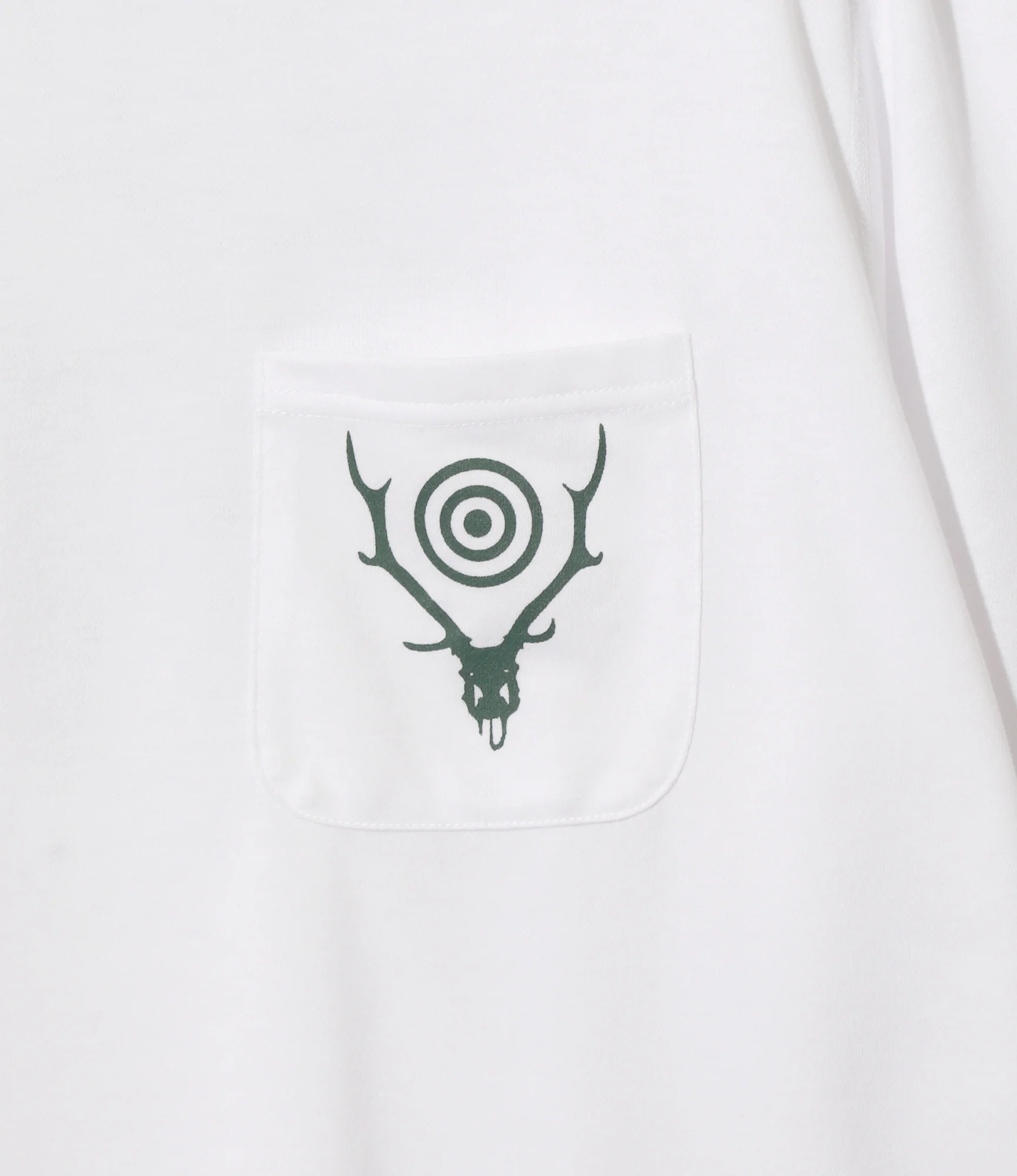 Round Pocket T-Shirt – White 'Circle Horn' Print - Image 2