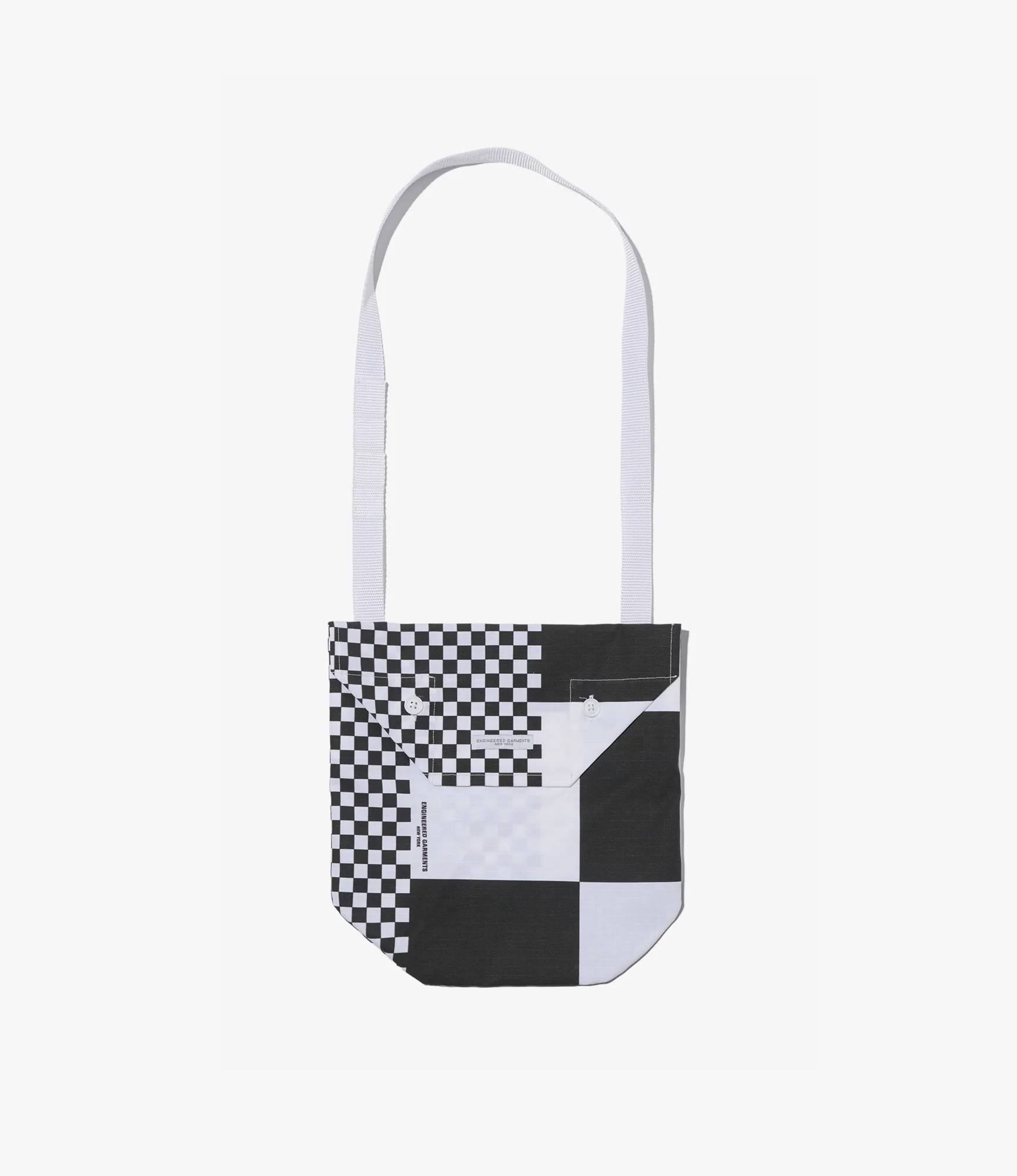 Shoulder Pouch – White/Black Checker Print Ripstop