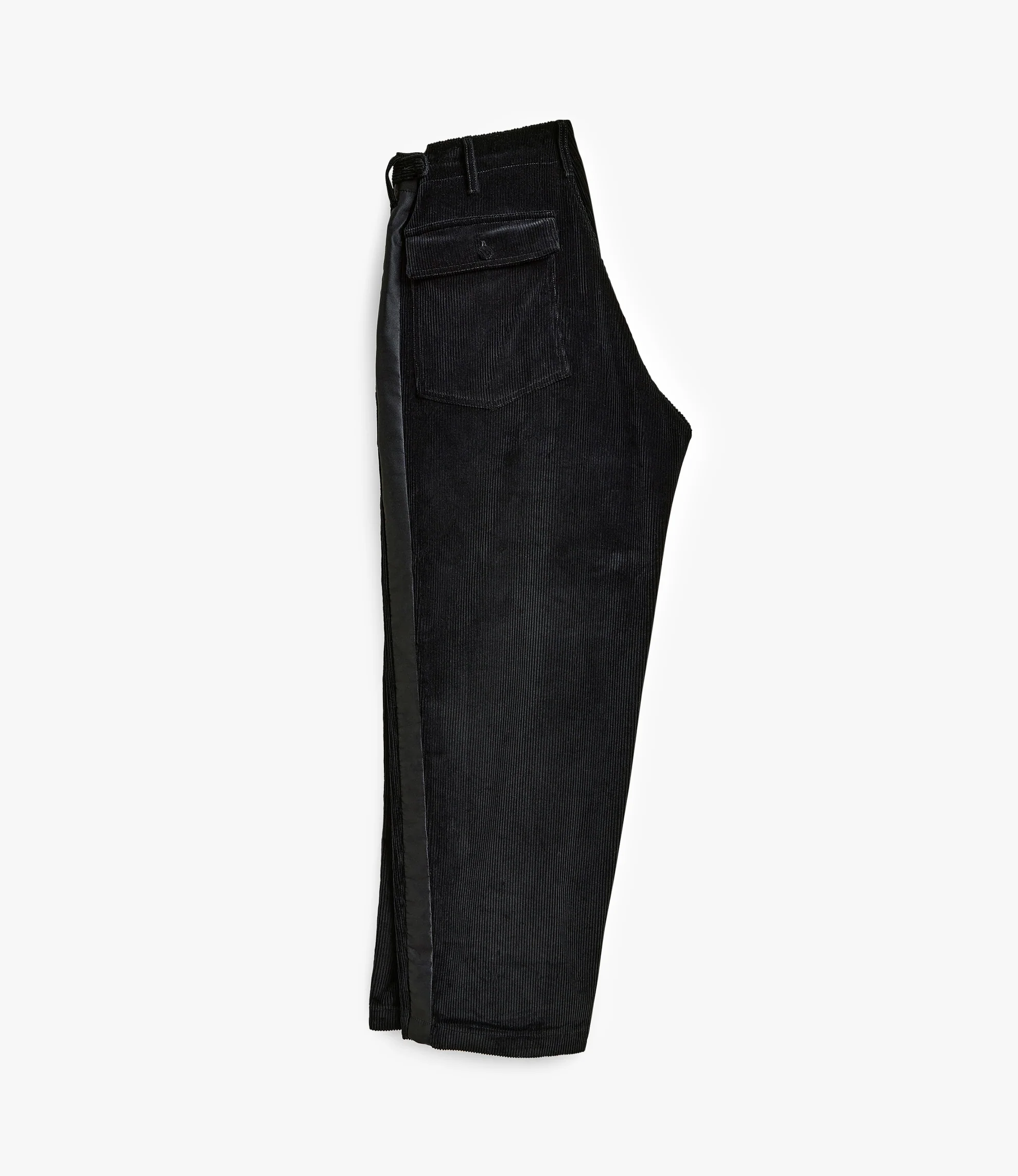 Side Stripe Wide Fatigue Pant – Black Corduroy - Image 4