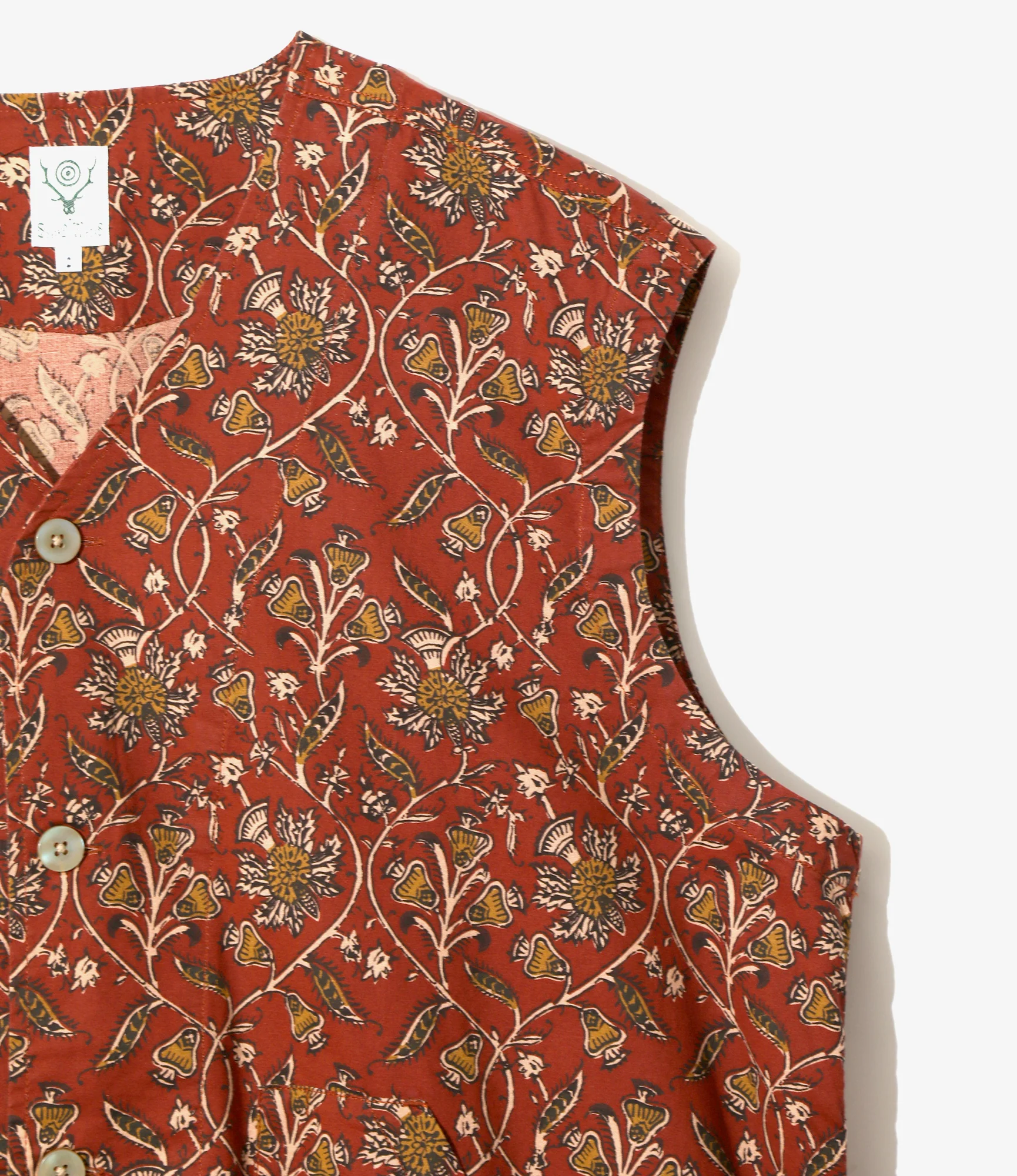 Sleeveless V-Neck Dress – Red Batik Print - Image 2