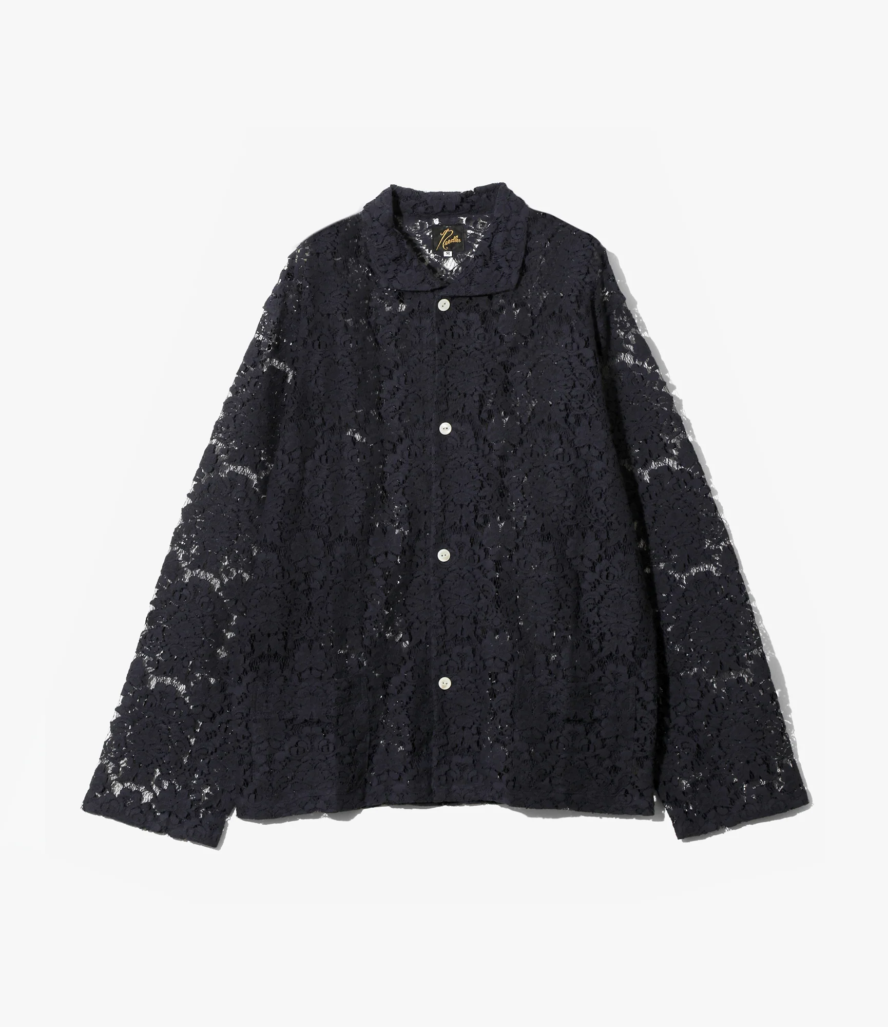 Widespread Collar Shirt – Navy Raschel Lace