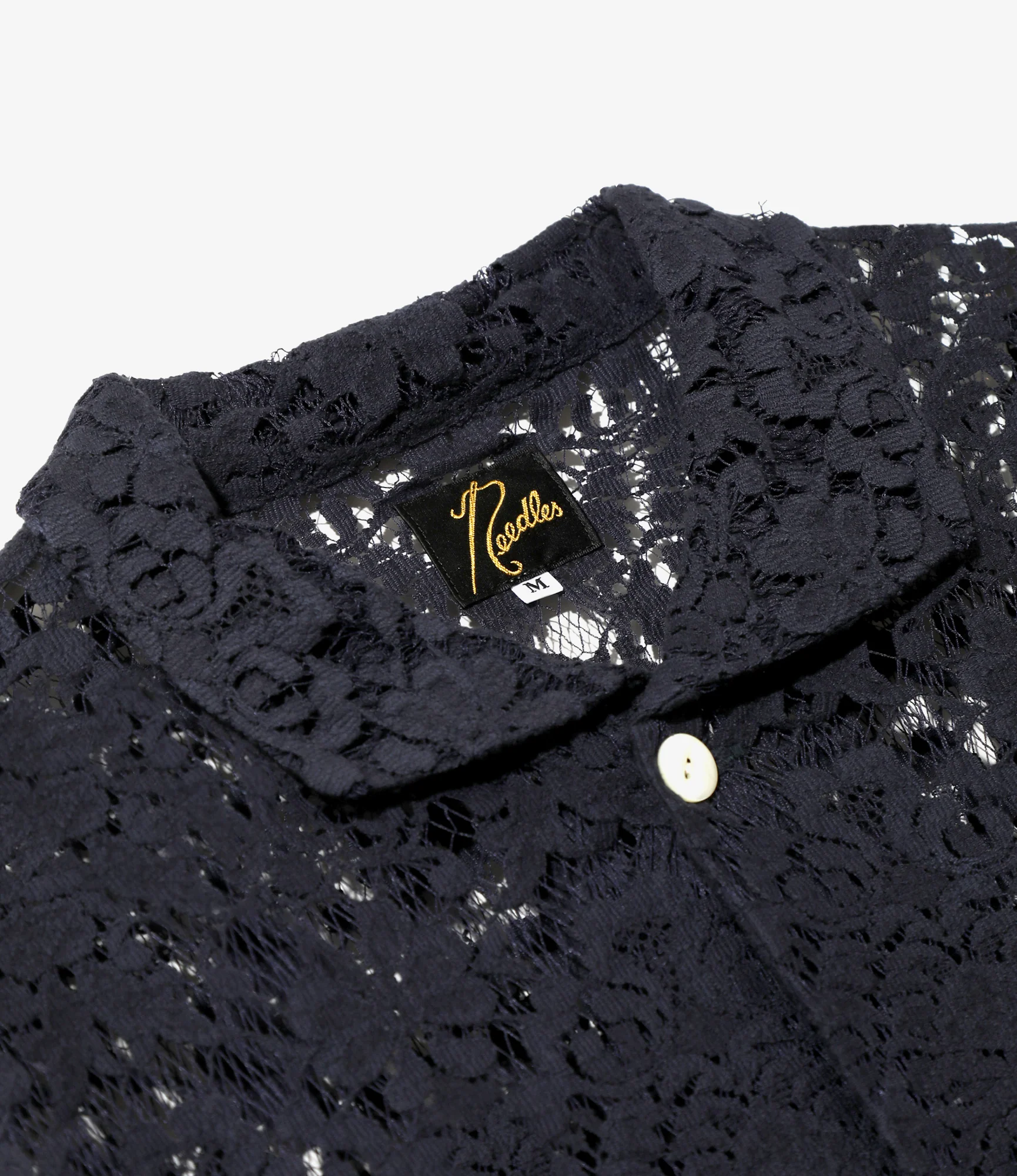 Widespread Collar Shirt – Navy Raschel Lace - Image 2