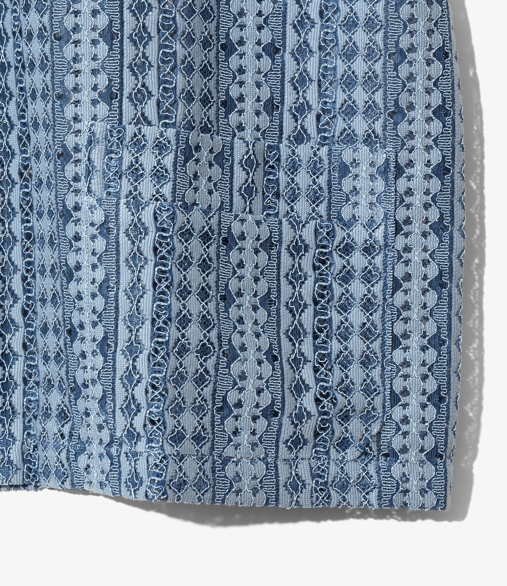 Widespread Collar Short Sleeve Shirt – Blue Raschel Lace - Image 3