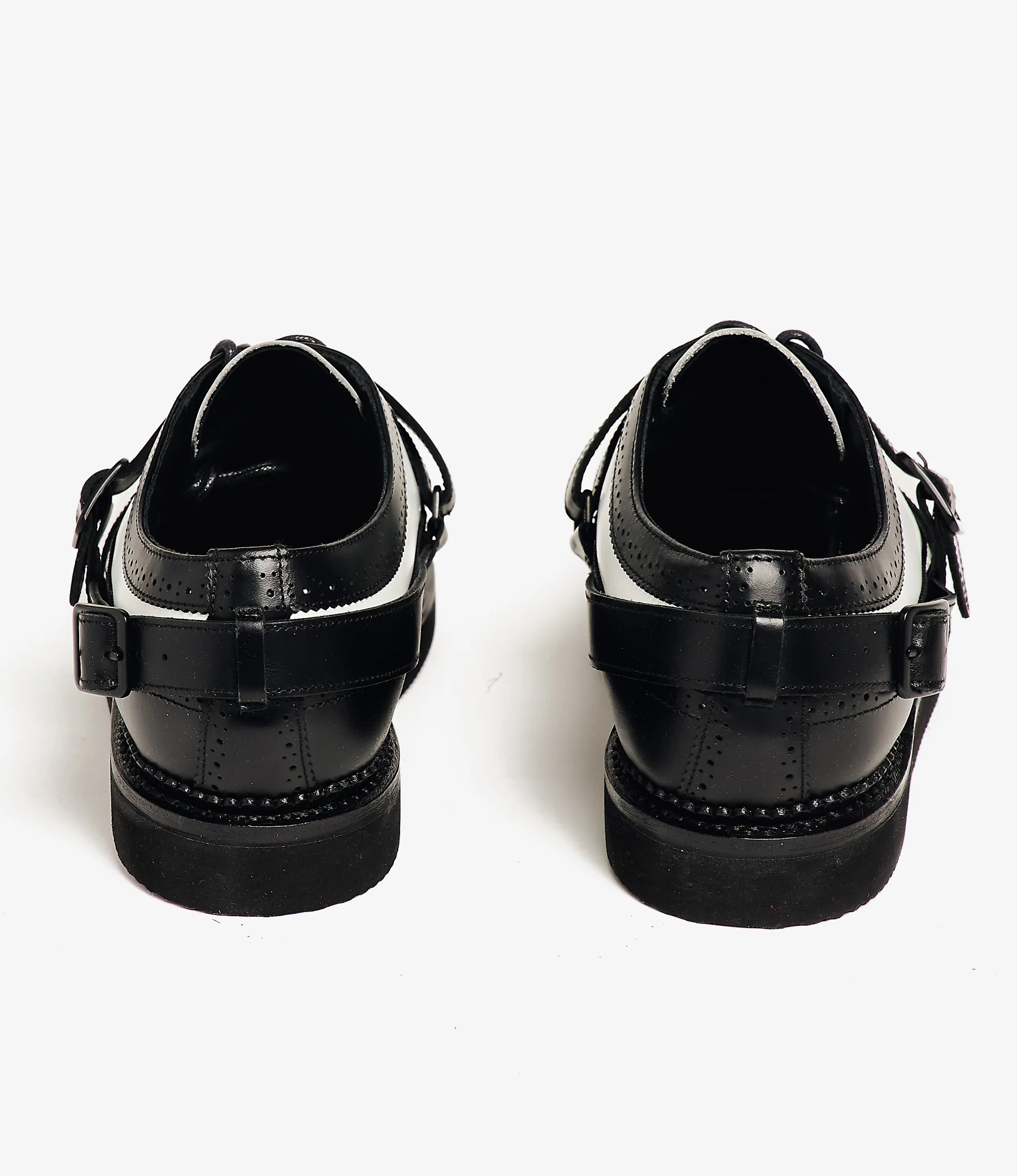 Strap Wingtip – Black/White Leather - Image 5