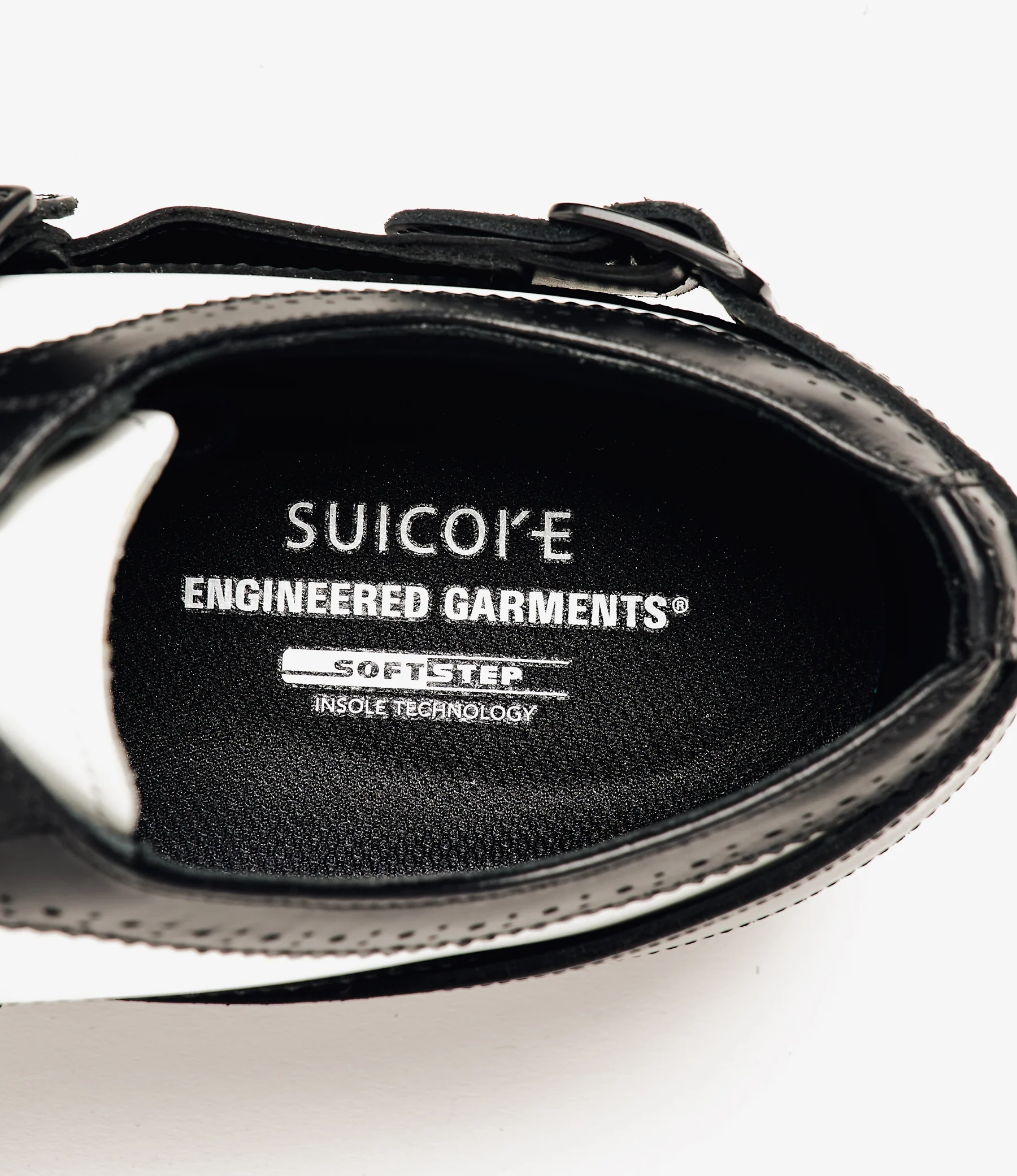 Strap Wingtip – Black/White Leather - Image 7