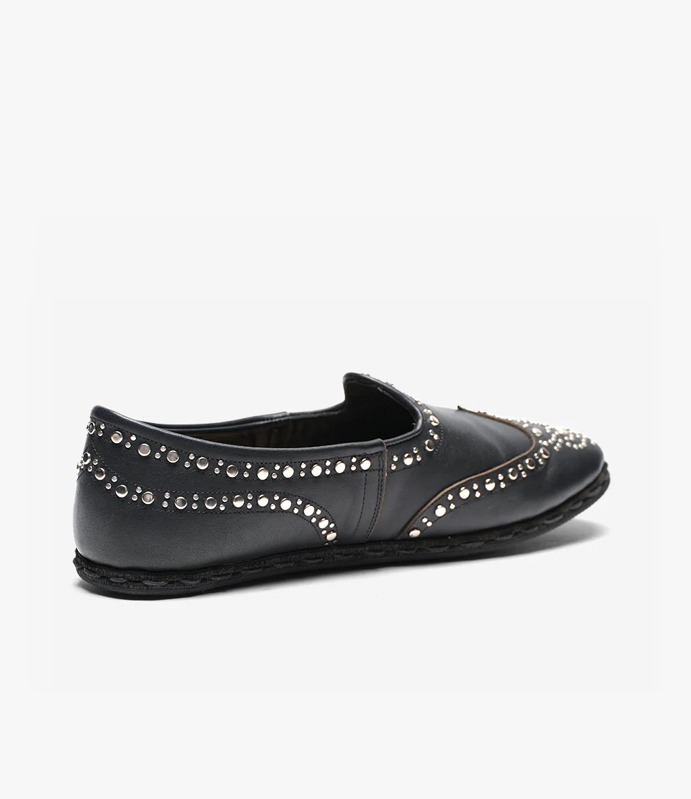 Studded Sabah Slipper – Black Leather - Image 5