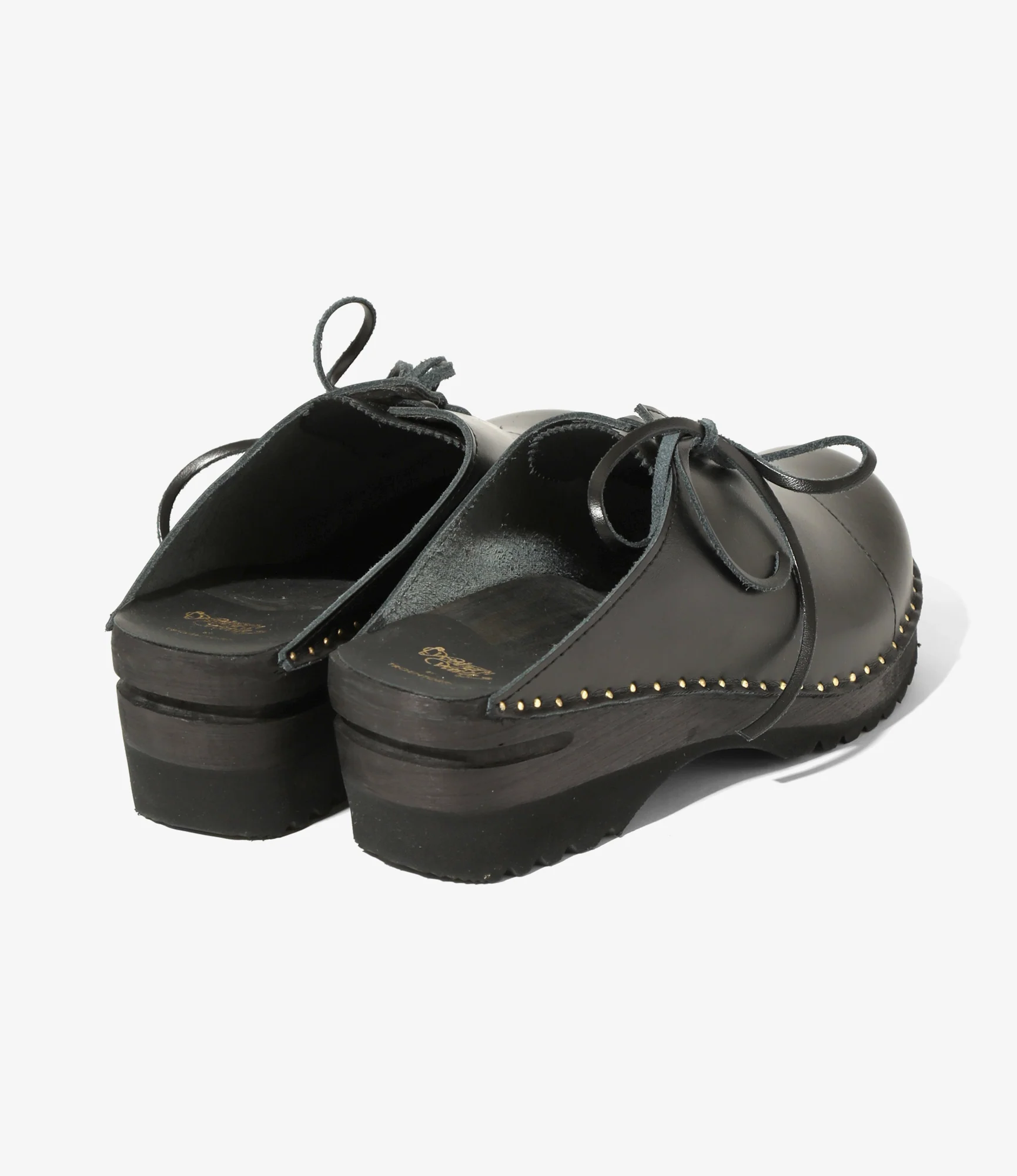 'Alps' Centre Lace Clog – Black Leather - Image 6