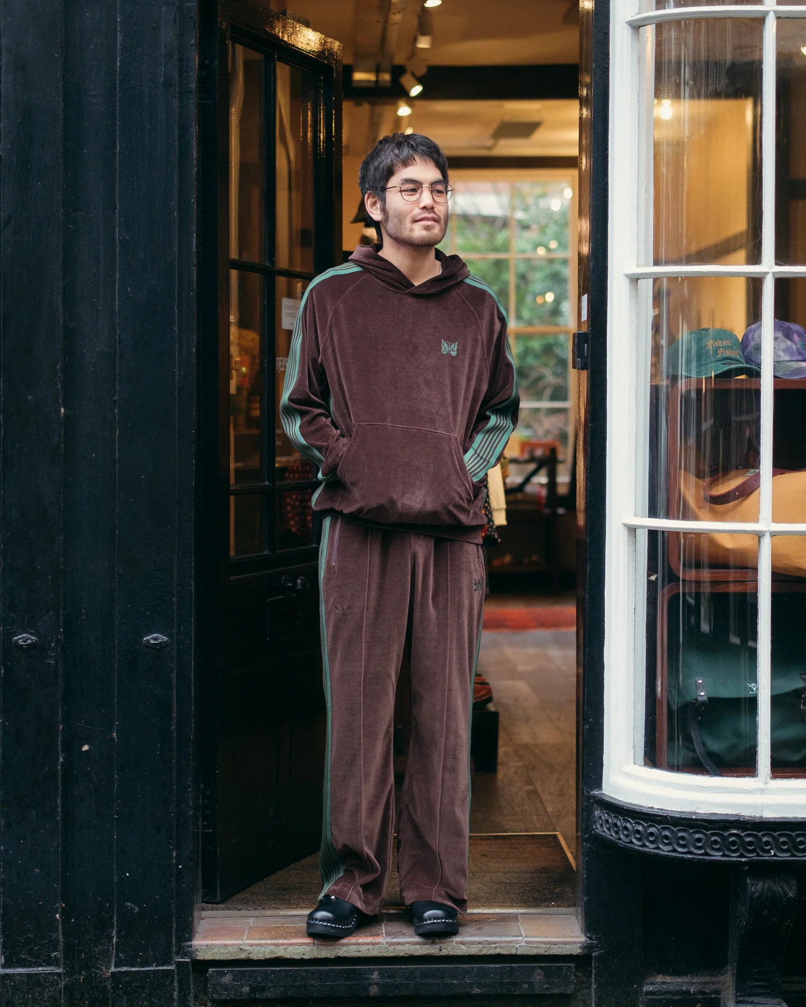 Track Hoodie – Brown Velour - Image 2