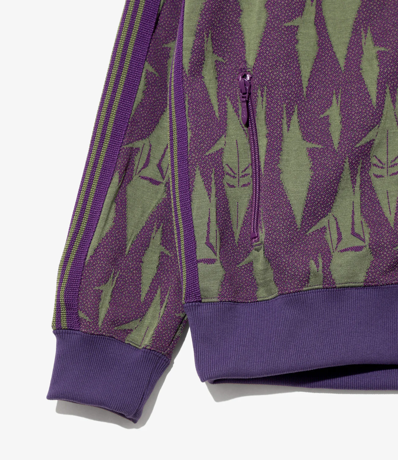 Rib Collar Track Jacket – Eggplant Origami Crane - Image 4