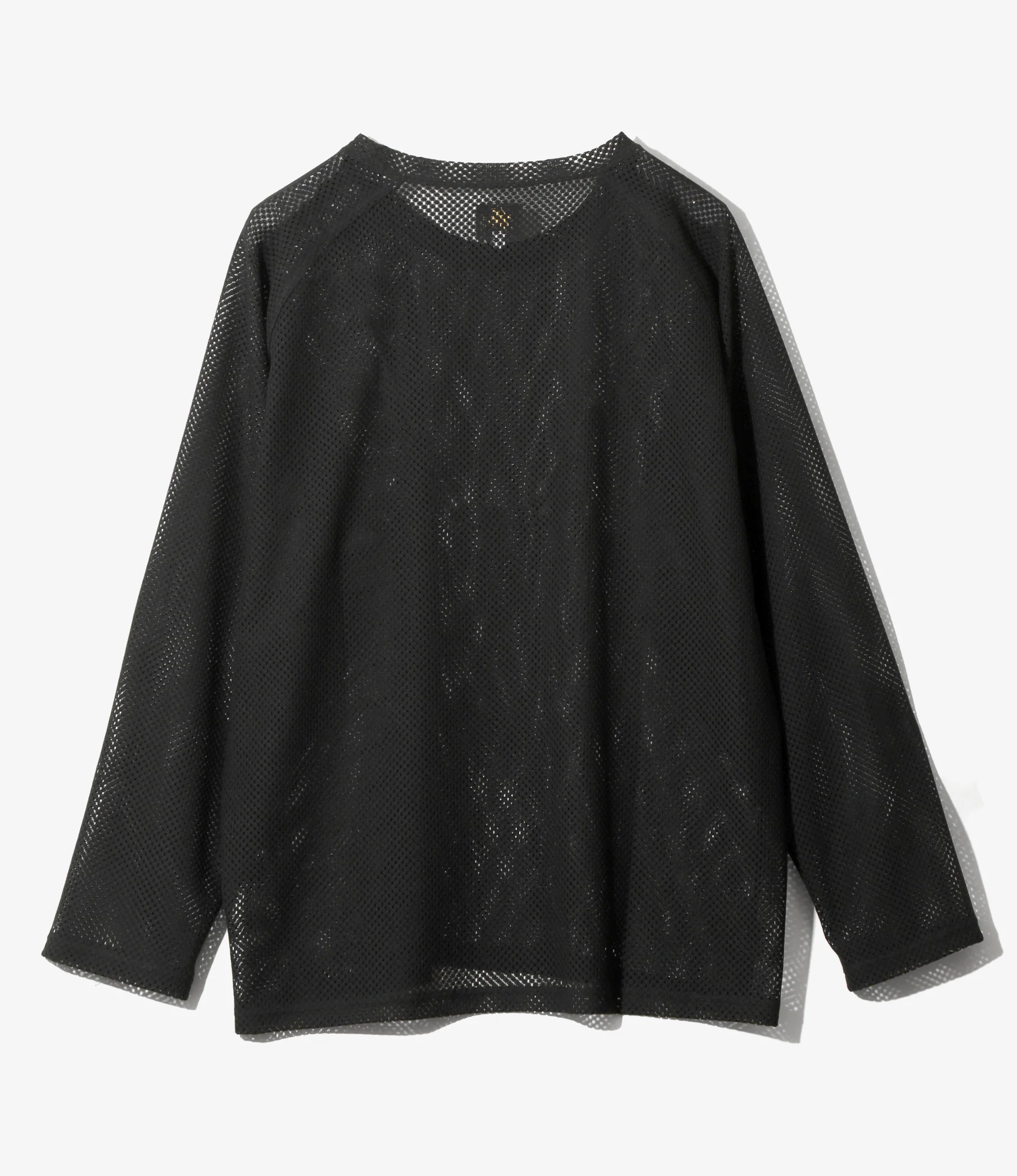 U-Neck Long Sleeve T-Shirt – Black Geometric Raschel Lace - Image 3
