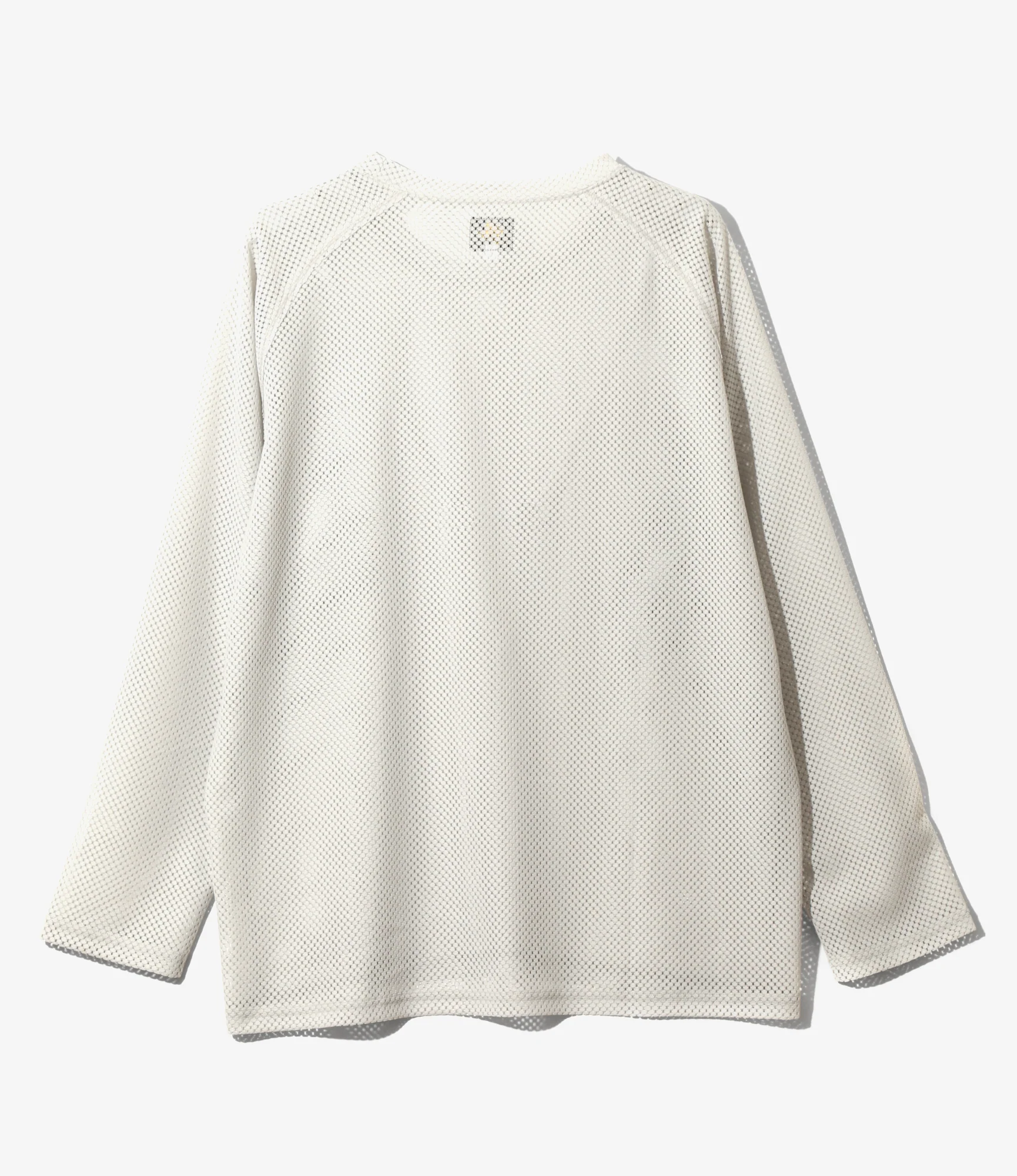 U-Neck Long Sleeve T-Shirt – Grey Geometric Raschel Lace - Image 4