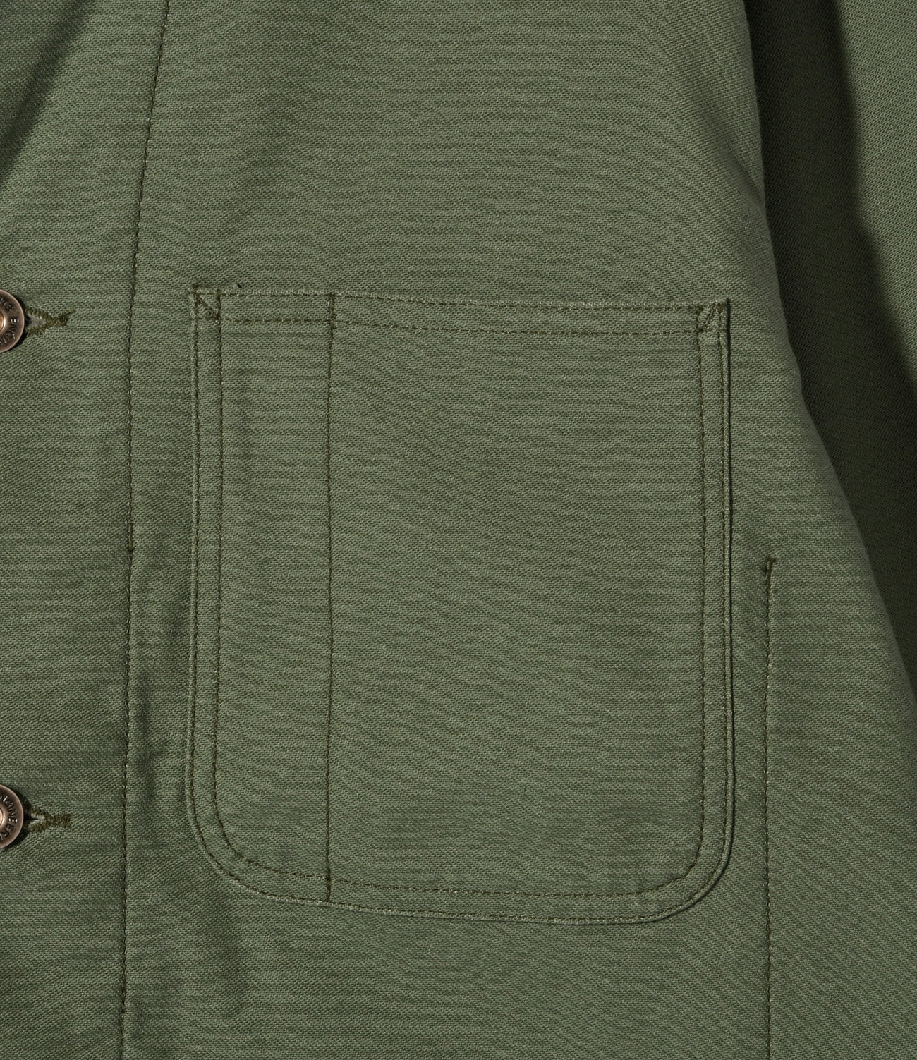 Utility Jacket (Donut Buttons) – Olive Reversed Sateen - Image 4