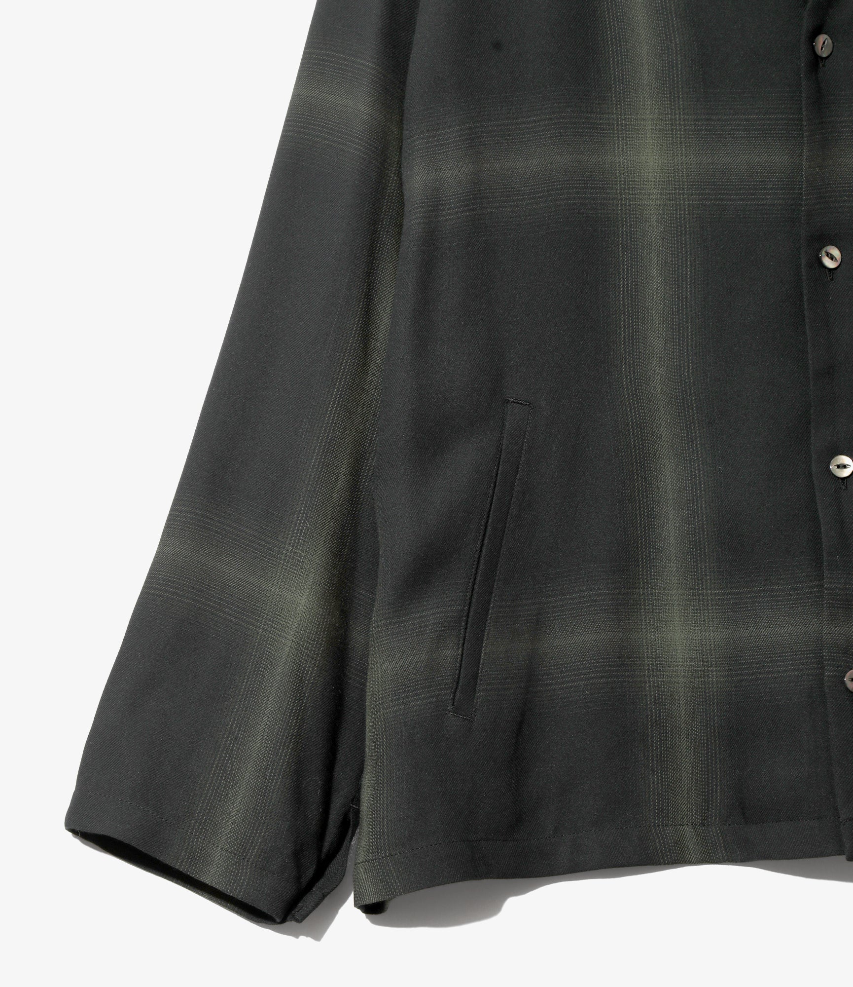 V-Neck Shirt – Black Plaid Rayon - Image 3