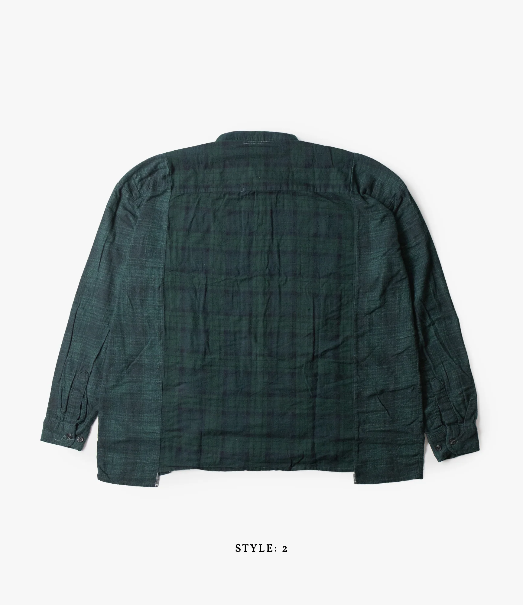 Wide Ribbon Shirt – Green Overdyed Flannel - Image 4