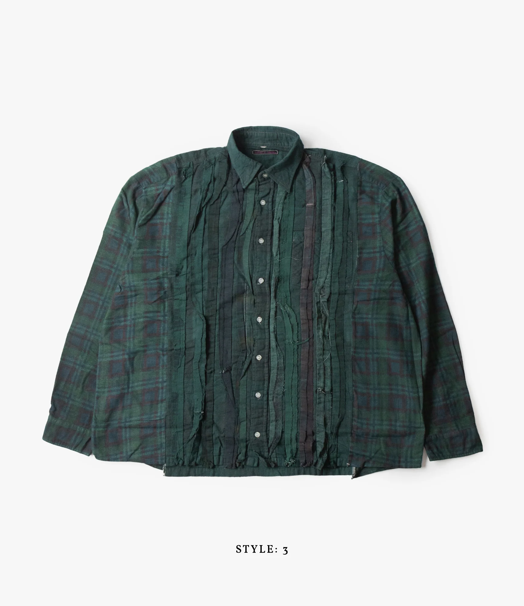 Wide Ribbon Shirt – Green Overdyed Flannel - Image 5
