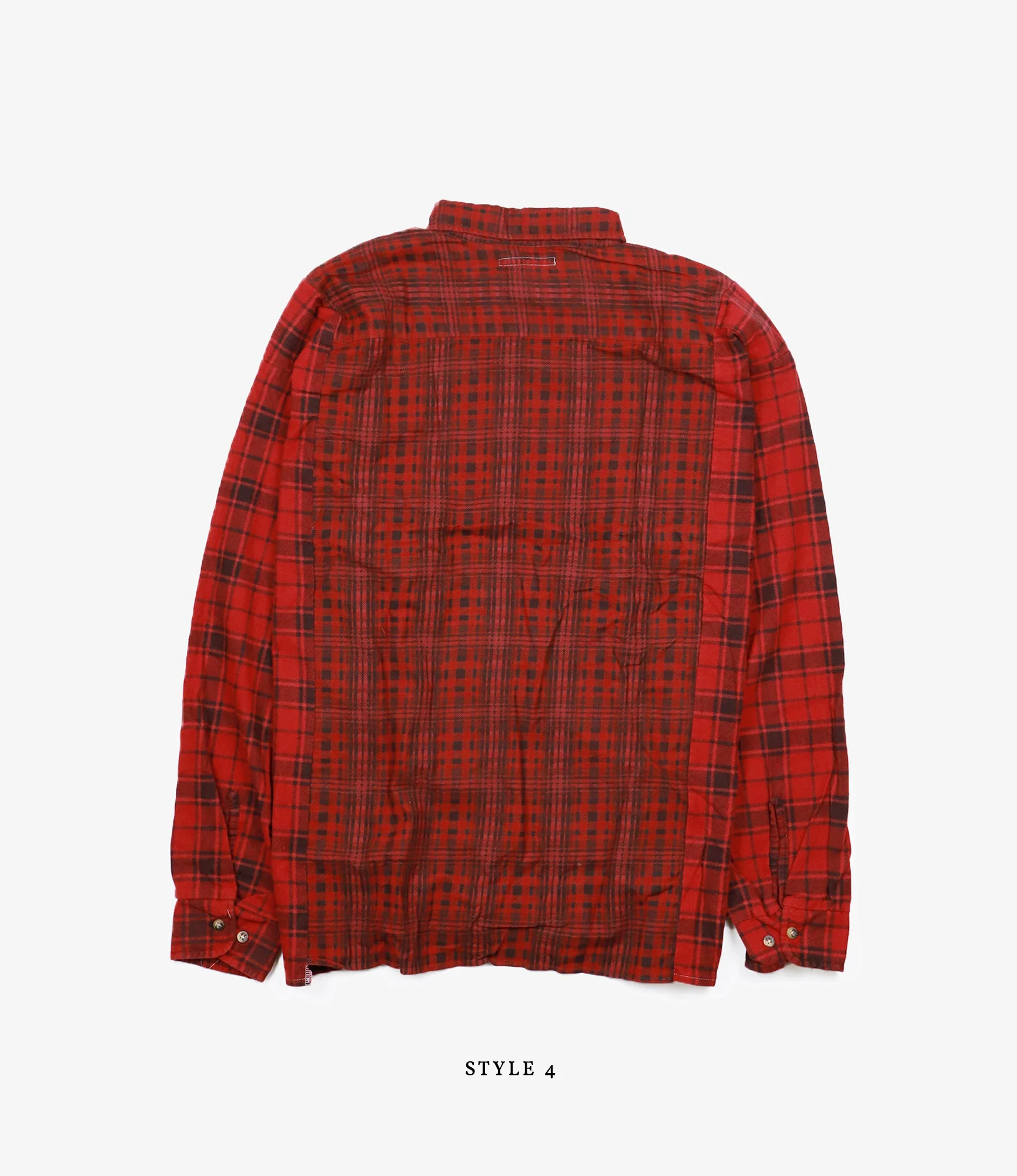 Wide Ribbon Shirt – Red Overdyed Flannel - Image 7
