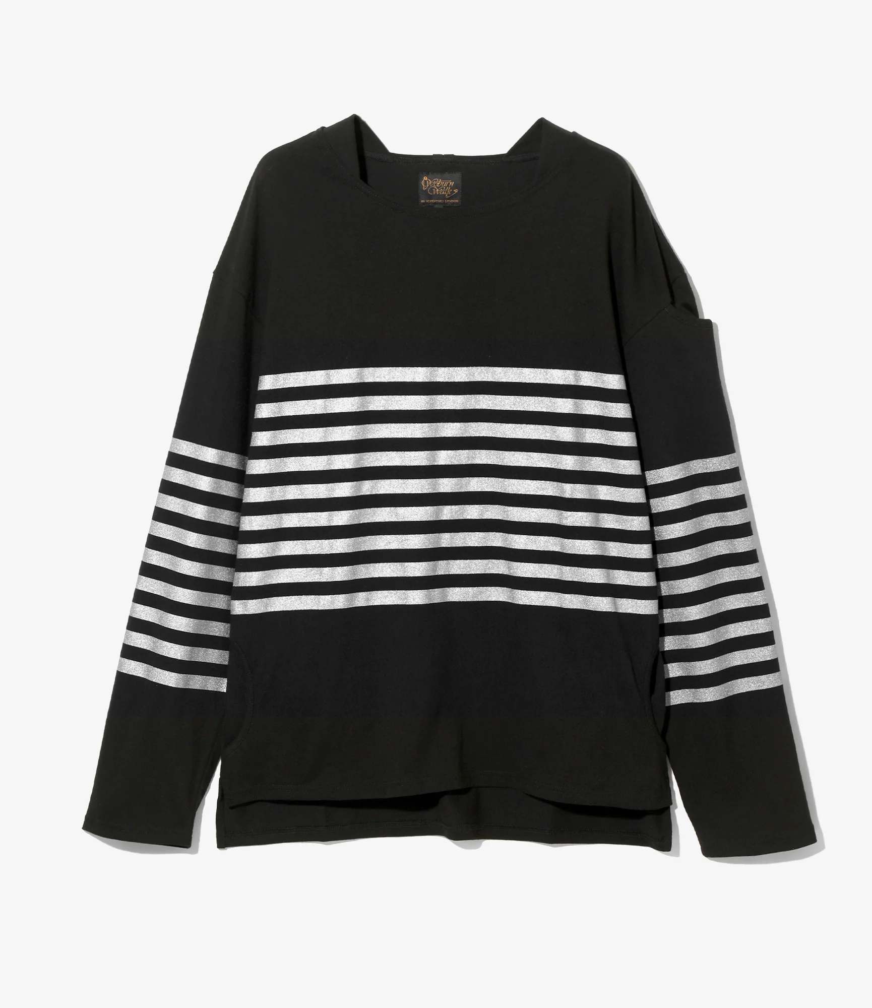Fisherman Boat Neck Gusset Shirt – Black/Metallic Stripe