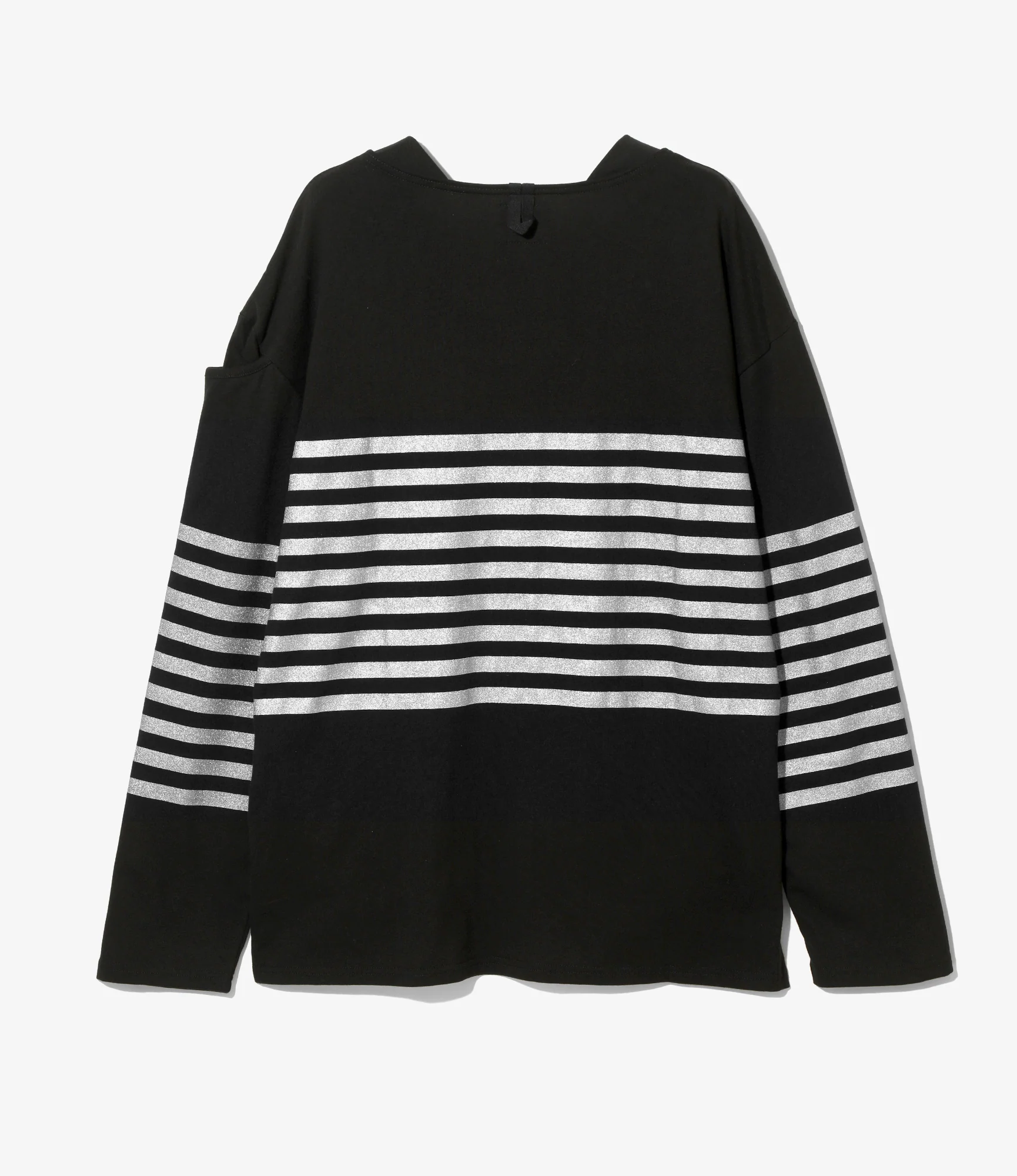 Fisherman Boat Neck Gusset Shirt – Black/Metallic Stripe - Image 6
