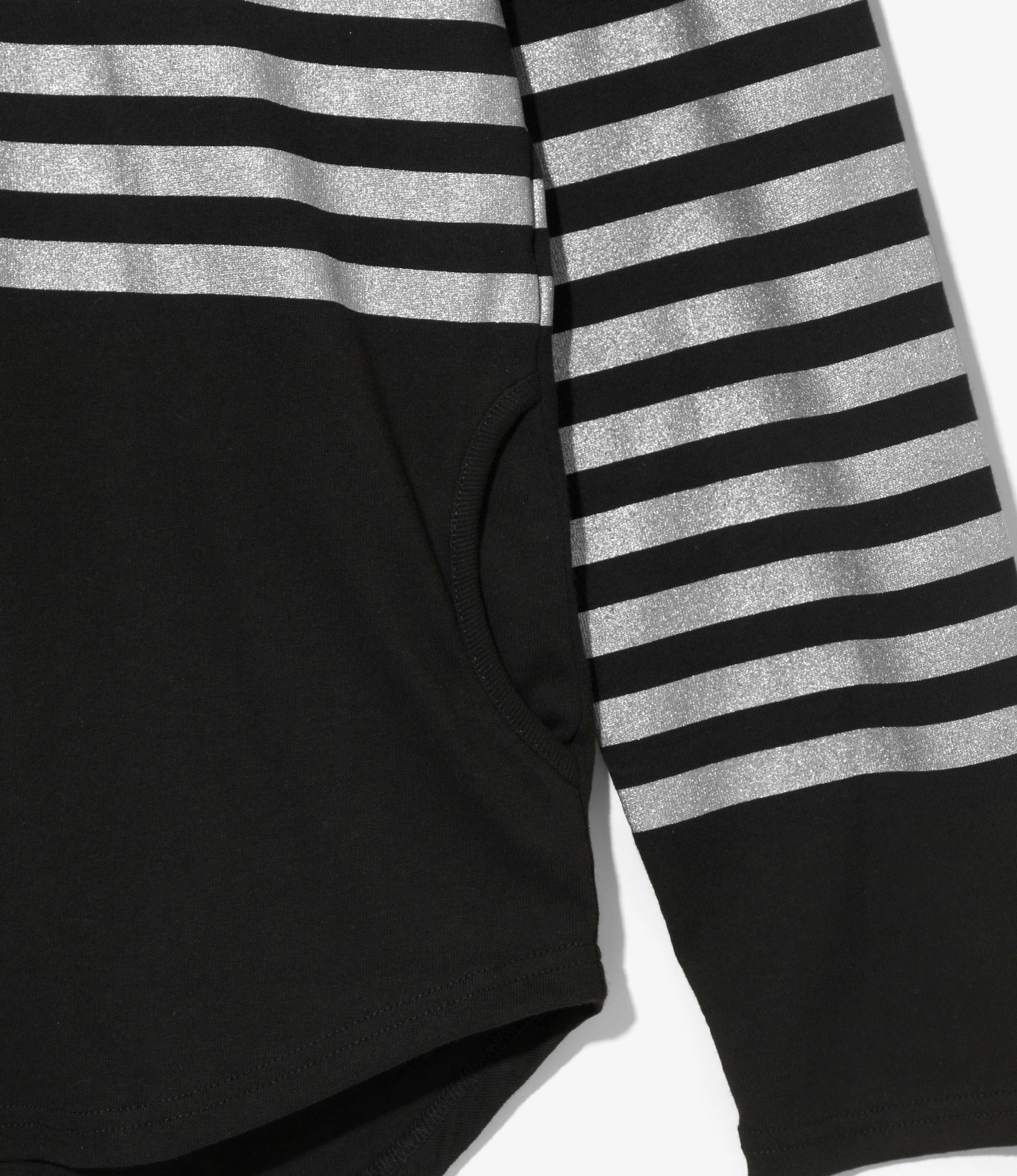 Fisherman Boat Neck Snap Shoulder Shirt – Black/Metallic Stripe - Image 4