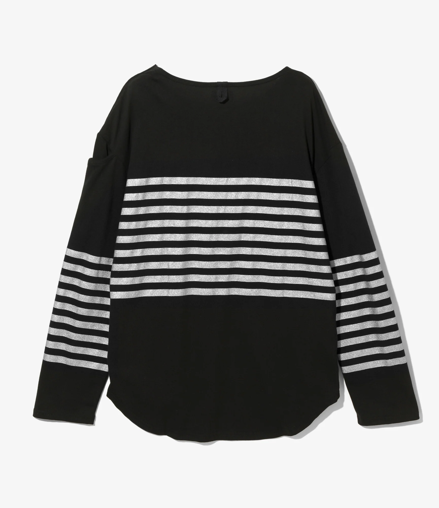 Fisherman Boat Neck Snap Shoulder Shirt – Black/Metallic Stripe - Image 6