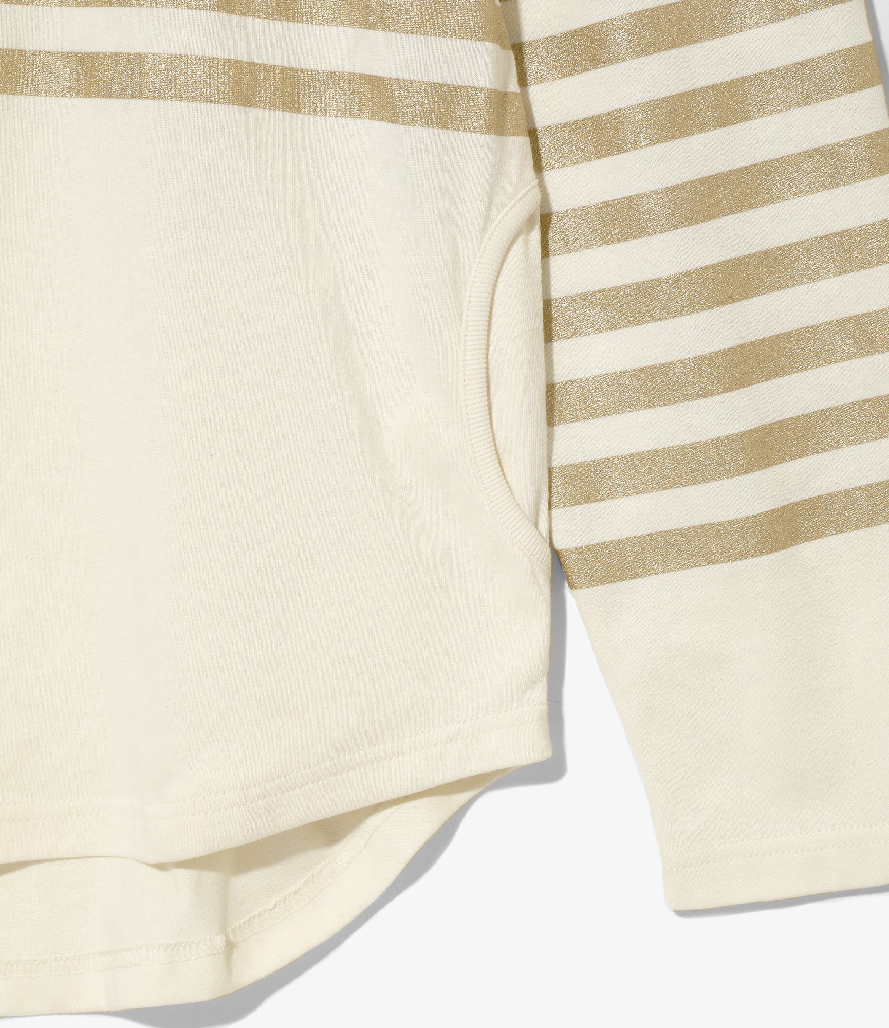 Fisherman Boat Neck Snap Shoulder Shirt – Off White/Metallic Stripe - Image 4