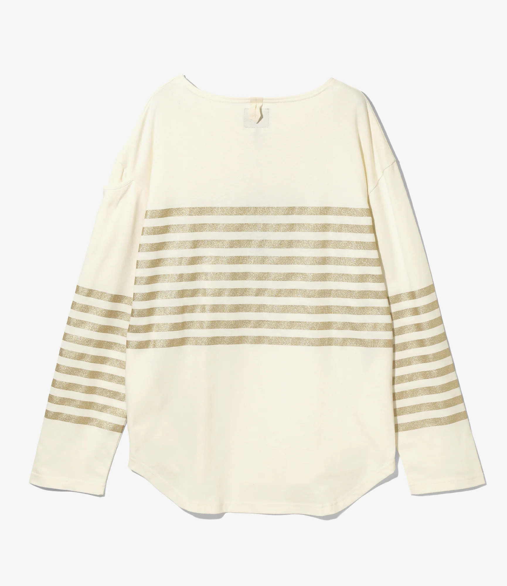 Fisherman Boat Neck Snap Shoulder Shirt – Off White/Metallic Stripe - Image 6