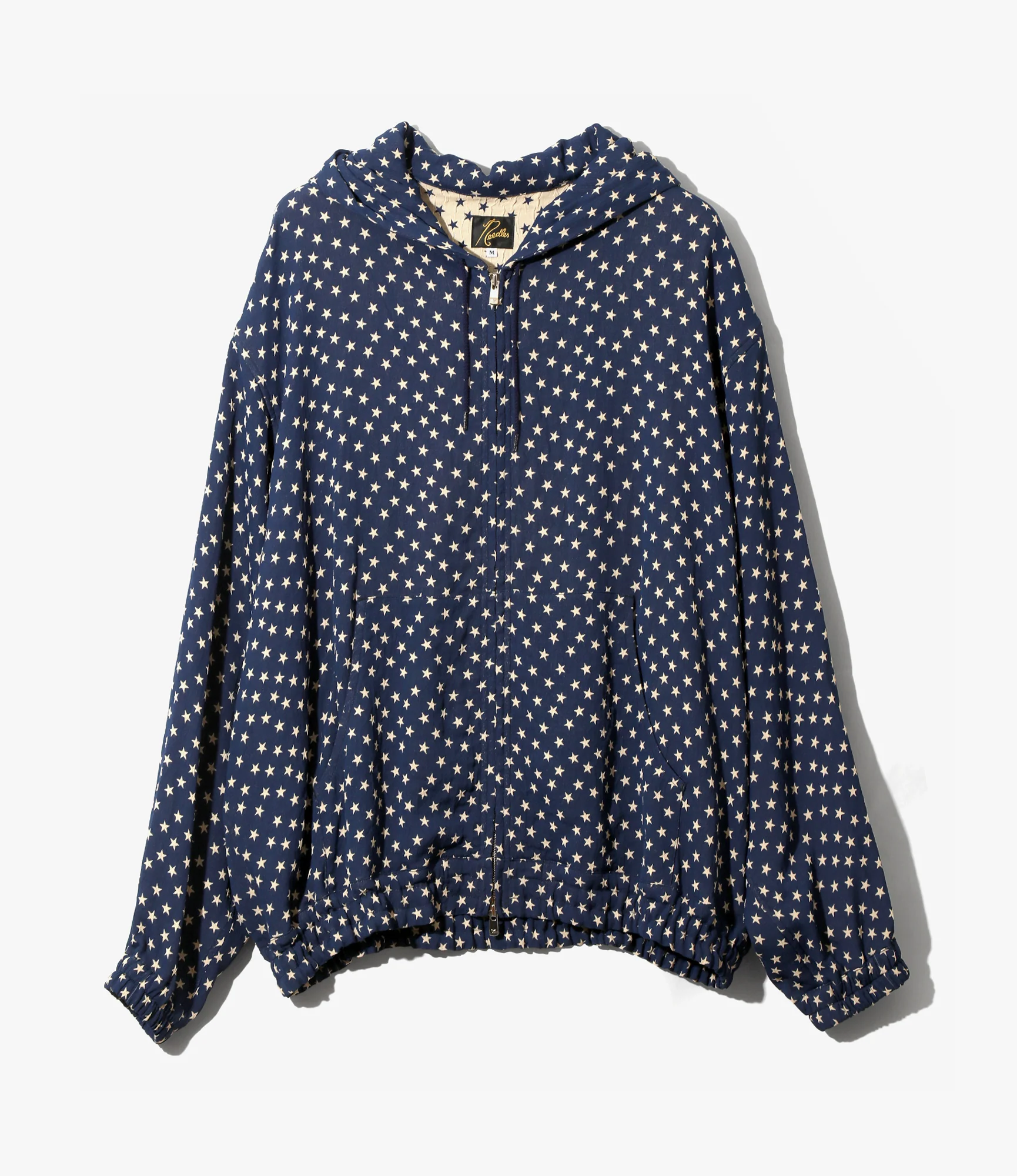 Zipped Hoodie – Navy Star Double-Weave Jacquard