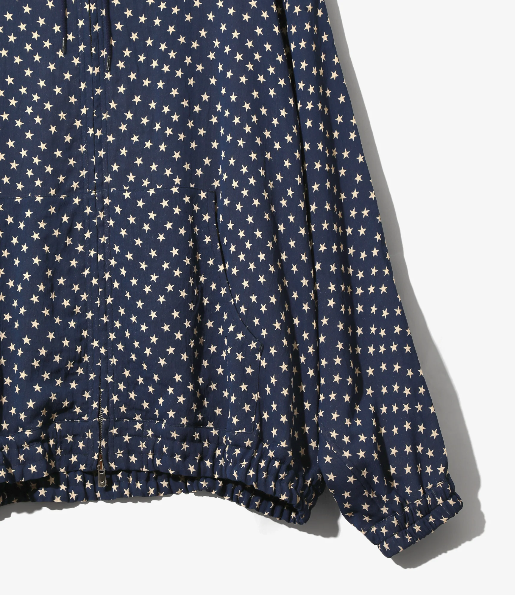 Zipped Hoodie – Navy Star Double-Weave Jacquard - Image 3
